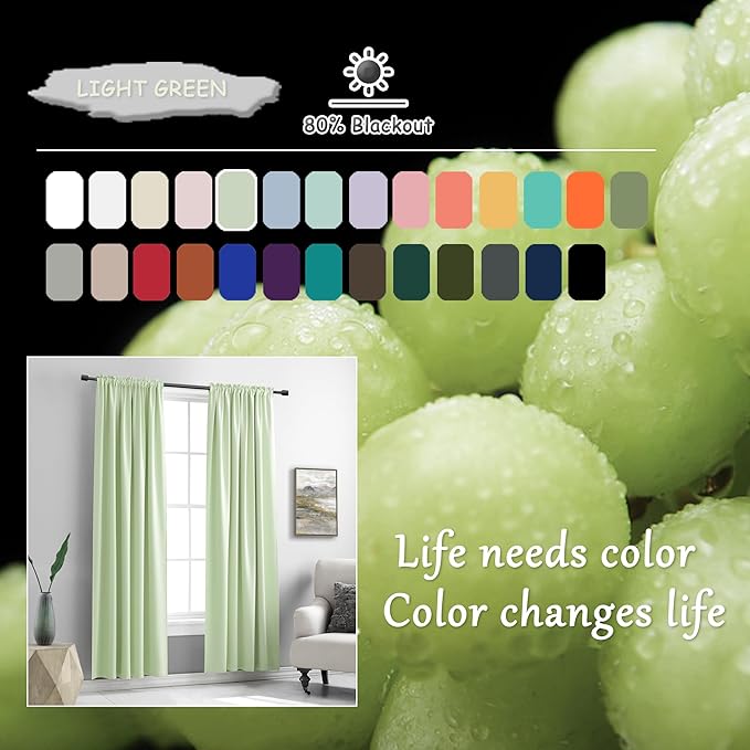 Light Lily Green Curtains 84 Inch Length - Image 5