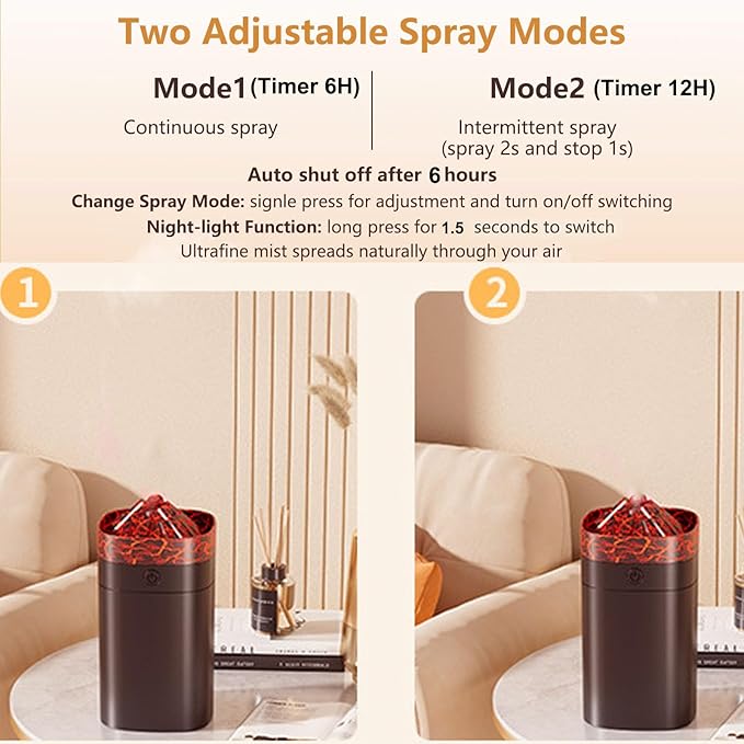 FULLBELL Cool Mist Humidifier, 10-20 Hours Runtime, 7 Color Lights, 2 Modes - Image 2