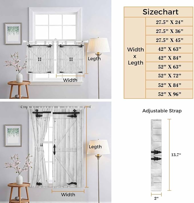 Farmhouse Wood Grain Kitchen Curtains 45 Inch Length, Short Cafe Window - Image 8