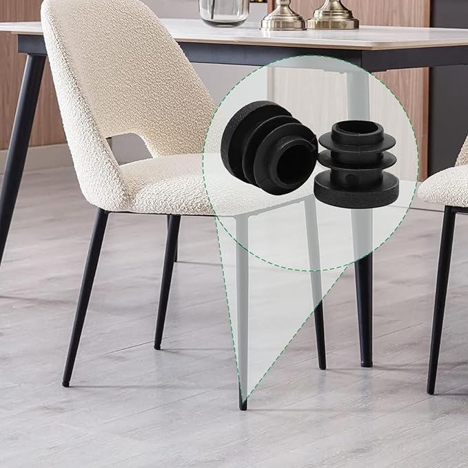 1-1/8" Plastic Hole Plugs Black -Round Chair Leg Caps, Flush Mount Pipe Plugs - Image 8