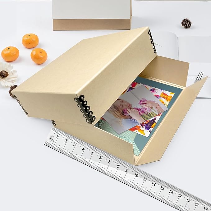 Lineco, 9x12 Tan Color Museum Archival Storage Box, Drop Front Design. Acid-Free - Image 3