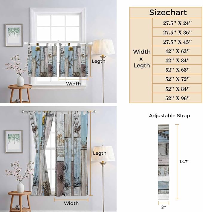 Blue Grey Wooden Bedroom Curtains 72 Inch Length, Window Curtains Tab Top - Image 8