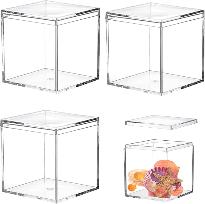 Acrylic Box Clear Acrylic Square Cube Display Case by LOVPLAY