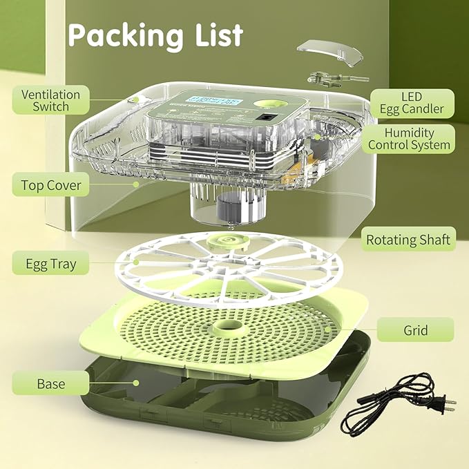12 Egg Incubator with Automatic Turning, Temperature and Humidity Control - Image 9