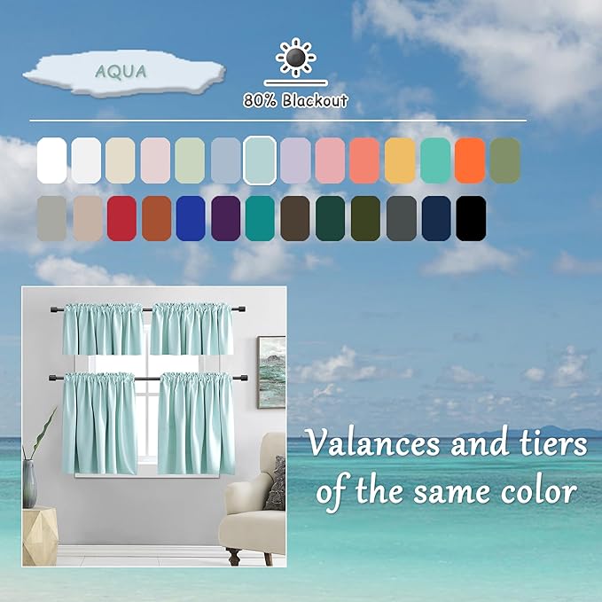 DONREN Aqua Color Blackout Curtains - Image 4