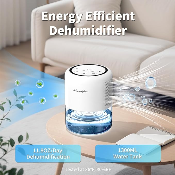 44oz Small Dehumidifier for Home Auto-Off Quiet Portable Dehumidifier - Image 2