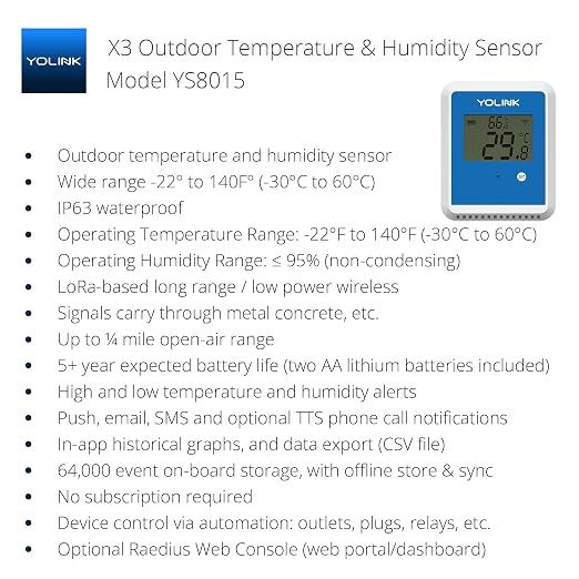 YoLink X3 vesion Outdoor Temperature & Humidity Data Logger, Hygrometer - Image 2