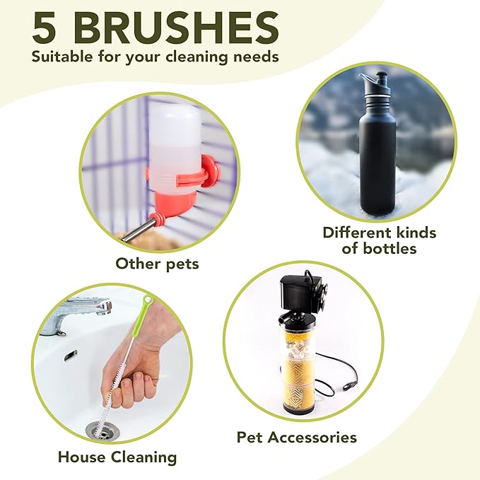 Vila 5-Pack Reusable Straw Pipe Cleaner Brush Set, Long Pipe Brush Cleaner Tool - Image 3