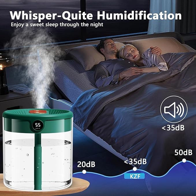 Dreamzy Humidifier for Large Room Cool Mist Bedroom Desktop Double Nozzle Cool - Image 7