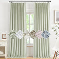 Kayne Studio Soft Green Pinch Pleated Full Blackout Curtains, Linen Blend Room by KayneStudio