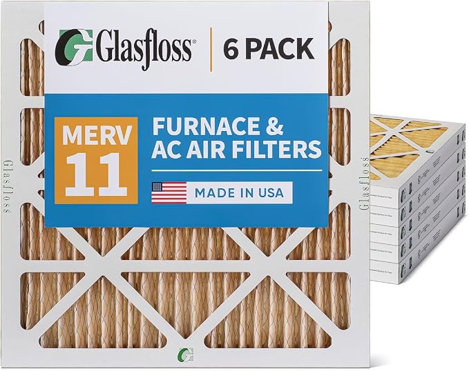 Glasfloss ZL 20x20x2 MERV 11 2" Inch AC Furnace Pleated Air Filters. Box of 6. by Glasfloss