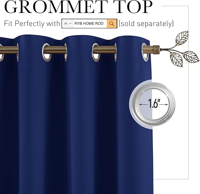 RYB HOME Extra Wide Blackout Curtain Blind Wall Panel, Energy Efficiency - Image 2