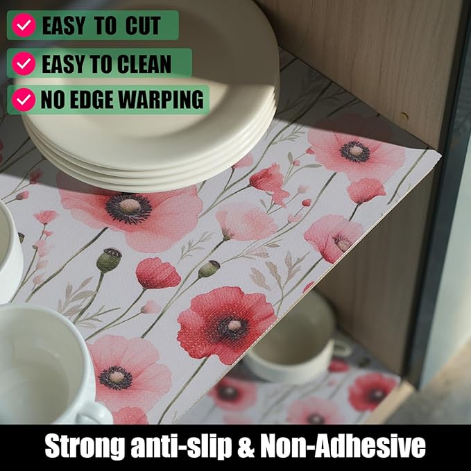 Floral Shelf Liners Strong Non-Slip and Non Adhesive Shelf and Drawer Liners - Image 2