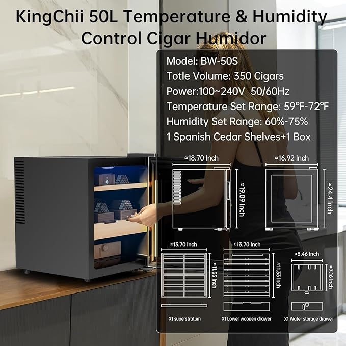 KingChii Upgrade 50L Temperature & Humidity Control Cabinet, Built-in - Image 6