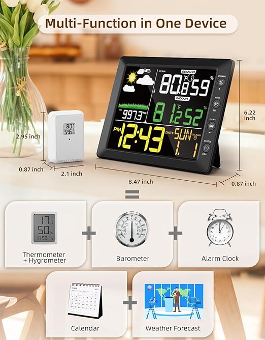DOOMAY Indoor Outdoor Wireless Weather Station | Digital Thermometer Hygrometer - Image 2