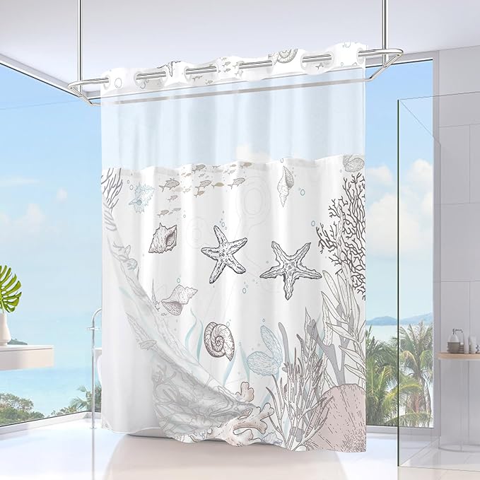 Extra Long No Hook Shower Curtain - Image 2