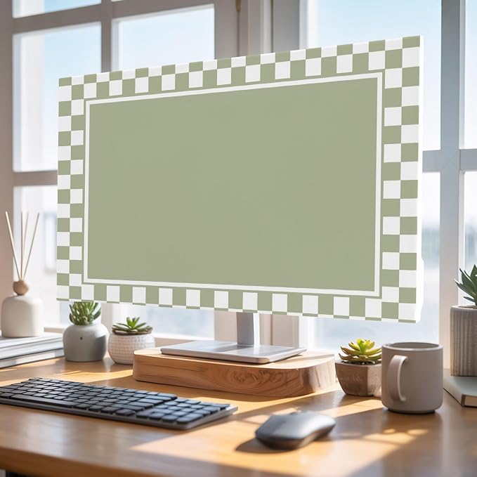 Sage Green Buffalo Plaid Indoor TV Cover, Elastic TV Screen Protector Modern - Image 4