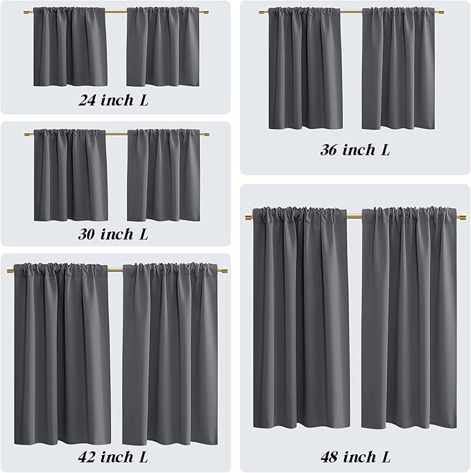 Dark Grey Thermal Insulated Blackout Window Curtain Set of 2 Panels, Room - Image 2