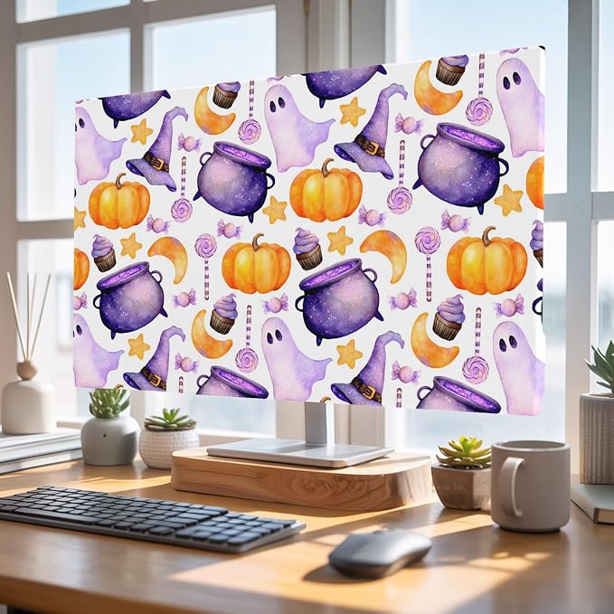 Halloween Pumpkin Ghost Candy Indoor TV Cover, Elastic TV Screen Protector - Image 5
