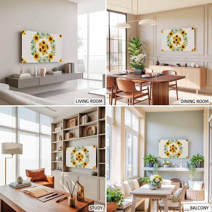 Rustic Sunflower Leaf Wreath Indoor TV Cover, Elastic TV Screen Protector - Image 5