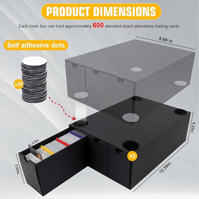 Trading Card Storage Box, Includes 9-600 CT Boxes & 48 Card Dividers, 9000+ - Image 3