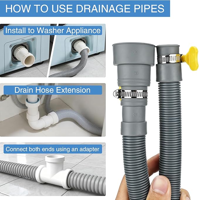 10ft Washing Machine Drain Hose Extension Kit, Universal 7PCS Set - Image 6