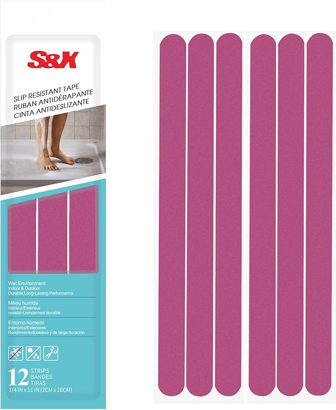 S&X Non-Slip Bathtub Shower Stickers 12-Pack Anti-Skid Strips, Waterproof by SXProducts