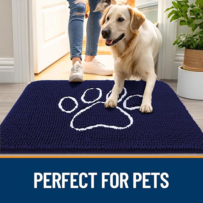 OLANLY Dog Door Mat for Muddy Paws 47x32, Paw Print Design, Absorbs Moisture - Image 6