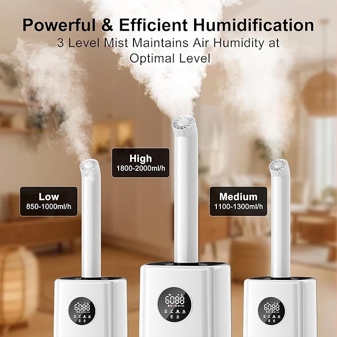 Uthfy 2.64Gal/10L Humidifier for Large Room, Dual 360° Nozzles Ultrasonic - Image 4