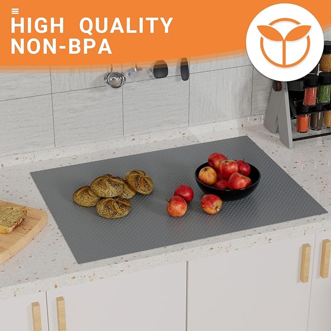 FLPMIX Waterproof Cabinet Shelf Liner: Non-Adhesive Drawer Liners Dark Grey - Image 4