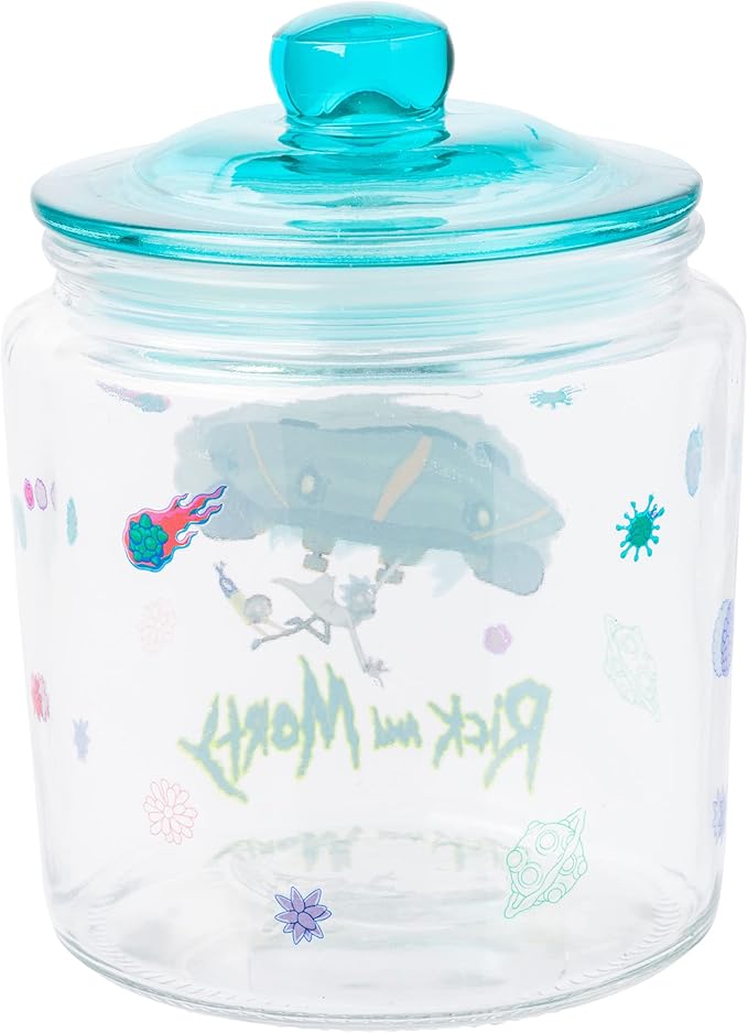 Silver Buffalo Rick and Morty Falling Out of Ship Glass Cookie Snack Candy Jar - Image 2