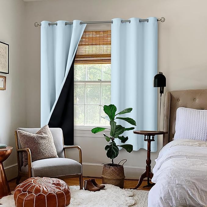 BGment Baby Blue 100% Blackout Curtains - Image 2