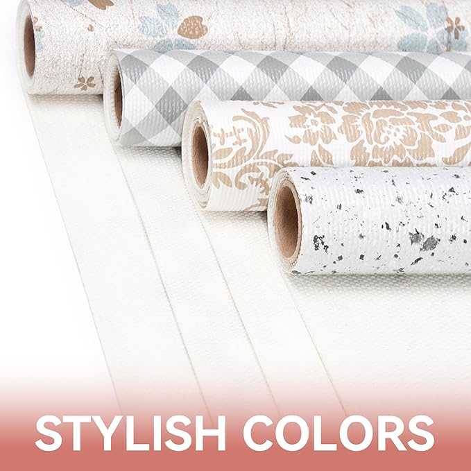 RAY STAR Shelf Liner, Non Adhesive White Floral Cabinet Liner - Image 9