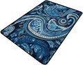 Blue Paisley Design Printing Washable Runner Rug by Snarena