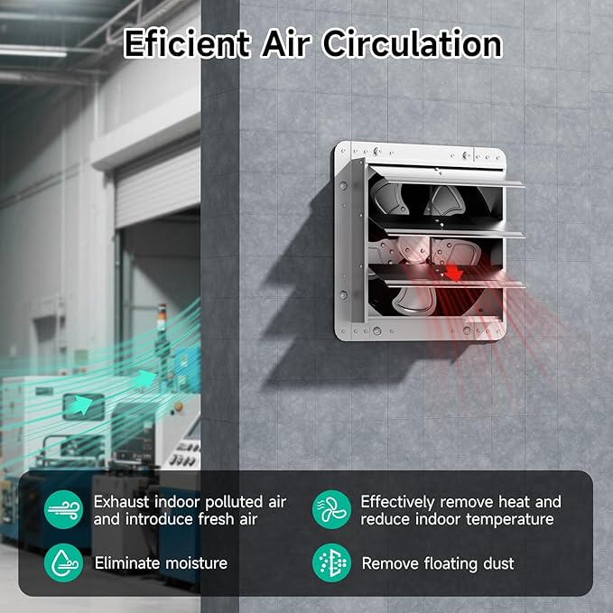 12 Inch Shutter Exhaust Fan，Automatic Shutter - Image 5