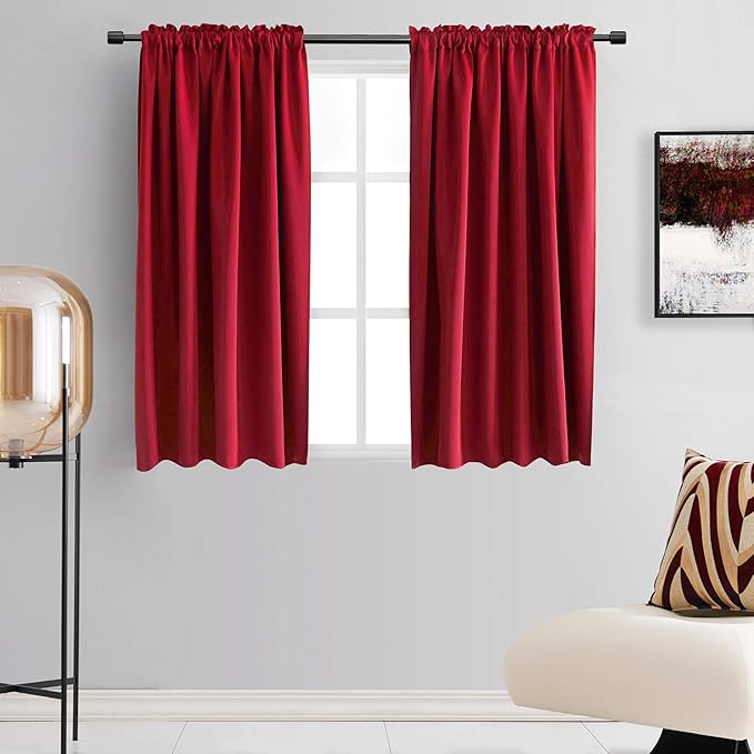 DONREN 45 Inch Chili Red Curtains Blackout Drapes by DONREN