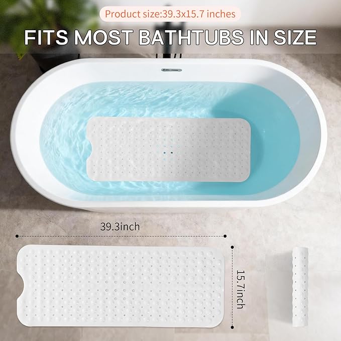 Anti-Slip Bathtub Shower mat, 39.3×15.7 inch（Approximately 100 × 40cm） Soft - Image 3