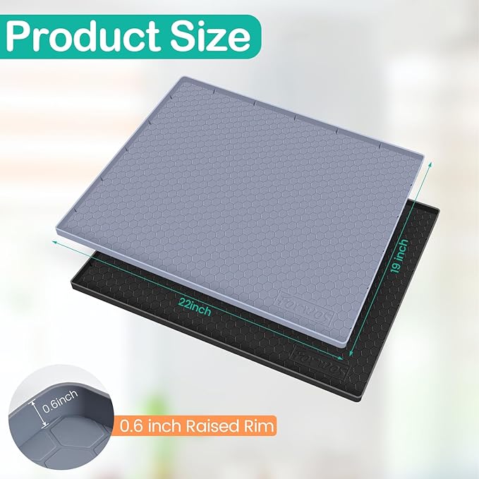 Waterproof Under Sink Mat 22" x 19", Silicone Cabinet Liner, Rubber Protector - Image 2