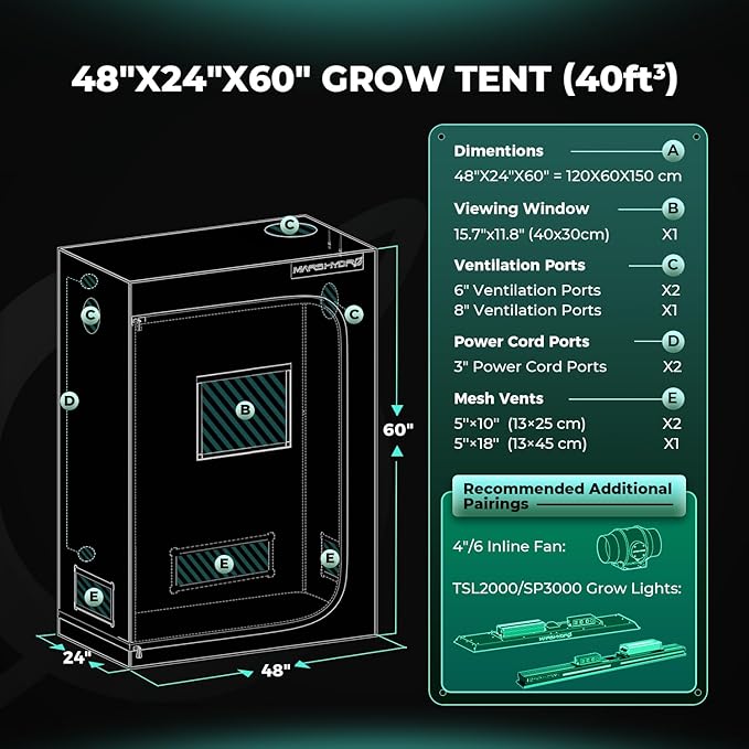 MARS HYDRO 4x2x6 Advanced Grow Tent, - Image 9