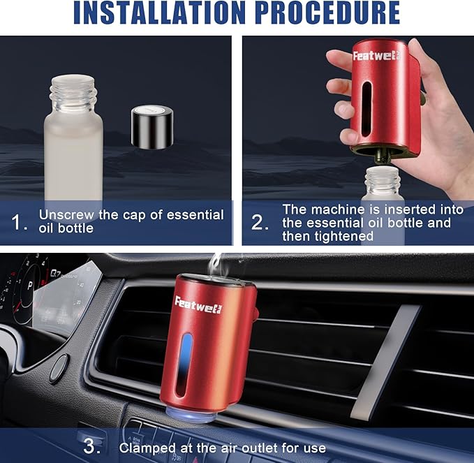 Featwell Car Aromatherapy/Fragrance car Air fresheners/Humidifier Essential Oil - Image 3