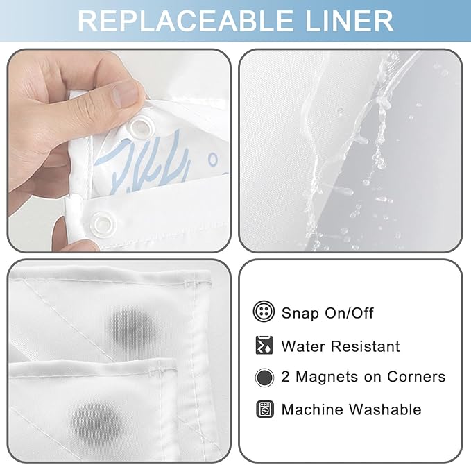Extra Long No Hook Shower Curtain - Image 5