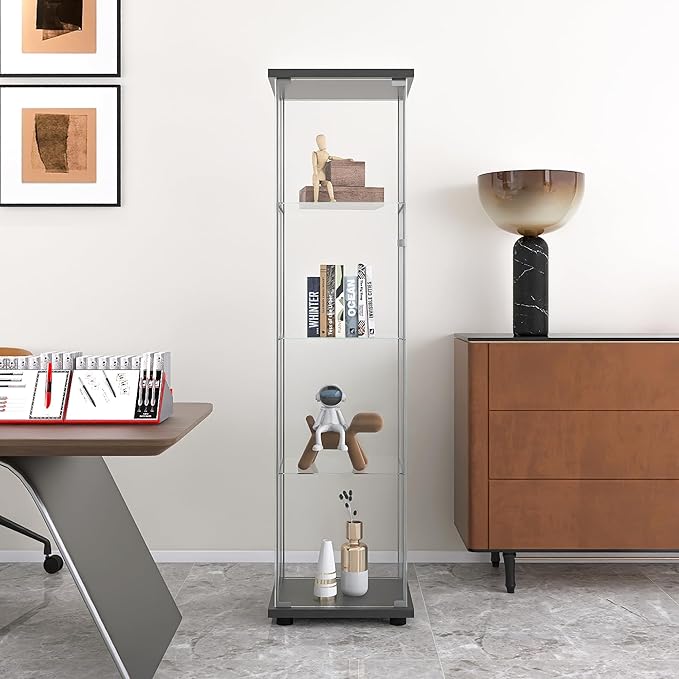 Yoluckea 4 Shelves Glass Display Cabinet - Image 3
