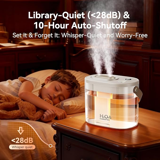 DIGIX Rechargeable Portable Humidifier-Smart Display, Night Light, Easy Clean - Image 8