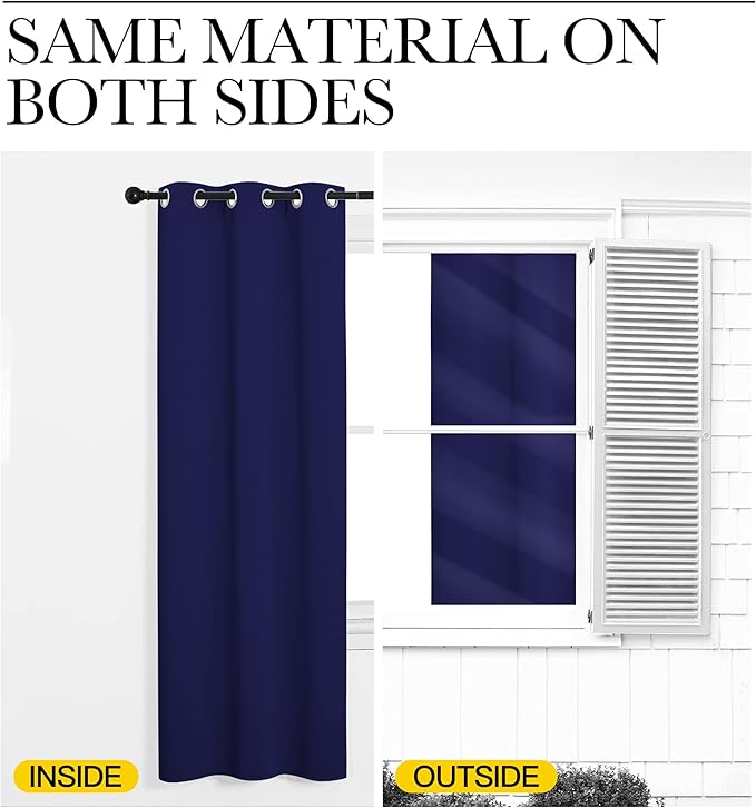 NICETOWN Navy Blue Blackout Curtains 40 inches Length - Image 5