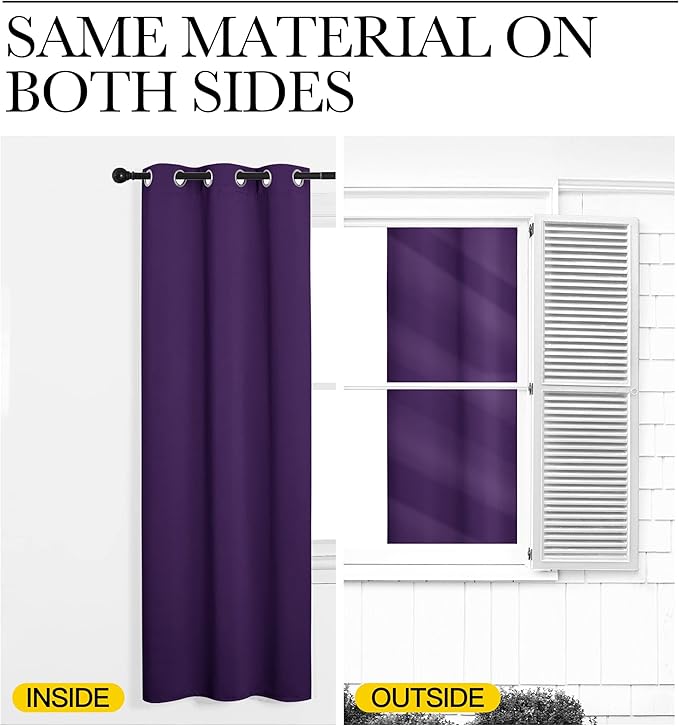 NICETOWN Curtain Blackout Drape Panel, Single Panel, 34 x 84 inch, Royal Purple - Image 5