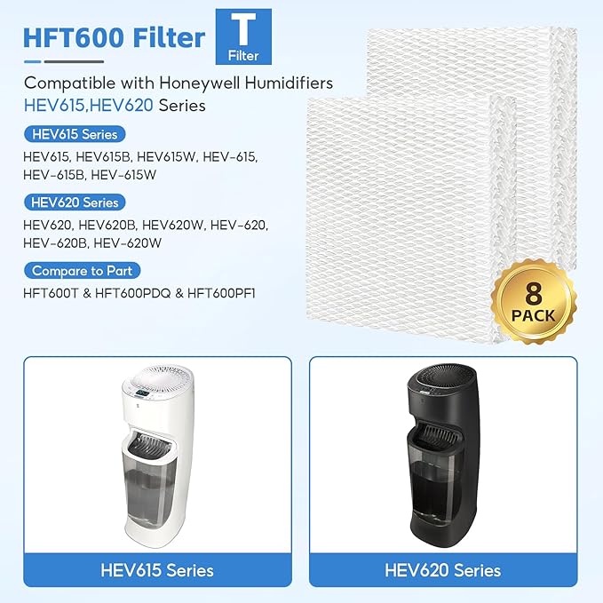 8-Pack HFT600 Humidifier Replacement Wicking Filter T - Image 2