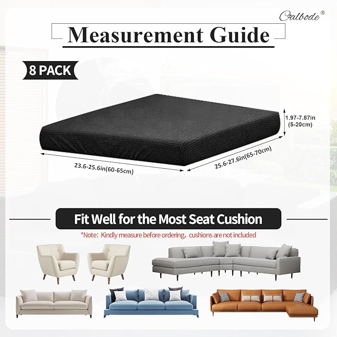 8Pcs Outdoor Stretch Cushion Covers, Waterproof Outdoor Chair Cushion Covers - Image 2