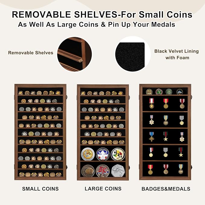 Jinchuan Military Challenge Coin Display Case Lockable Cabinet Rack Shadow Box - Image 4