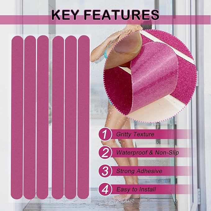 S&X Non-Slip Bathtub Shower Stickers 12-Pack Anti-Skid Strips, Waterproof - Image 3