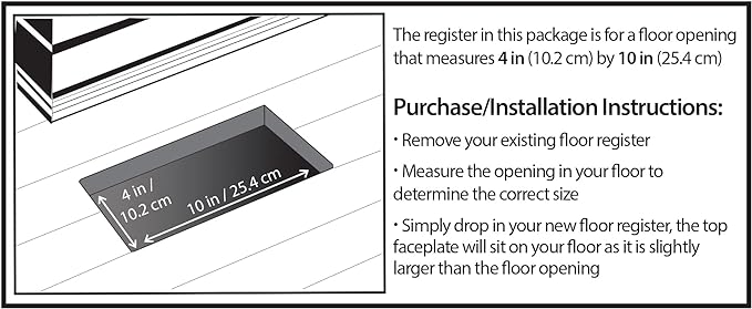 Decor Grates PL410-BLK 4-Inch by 10-Inch Plastic Floor Register - Image 4